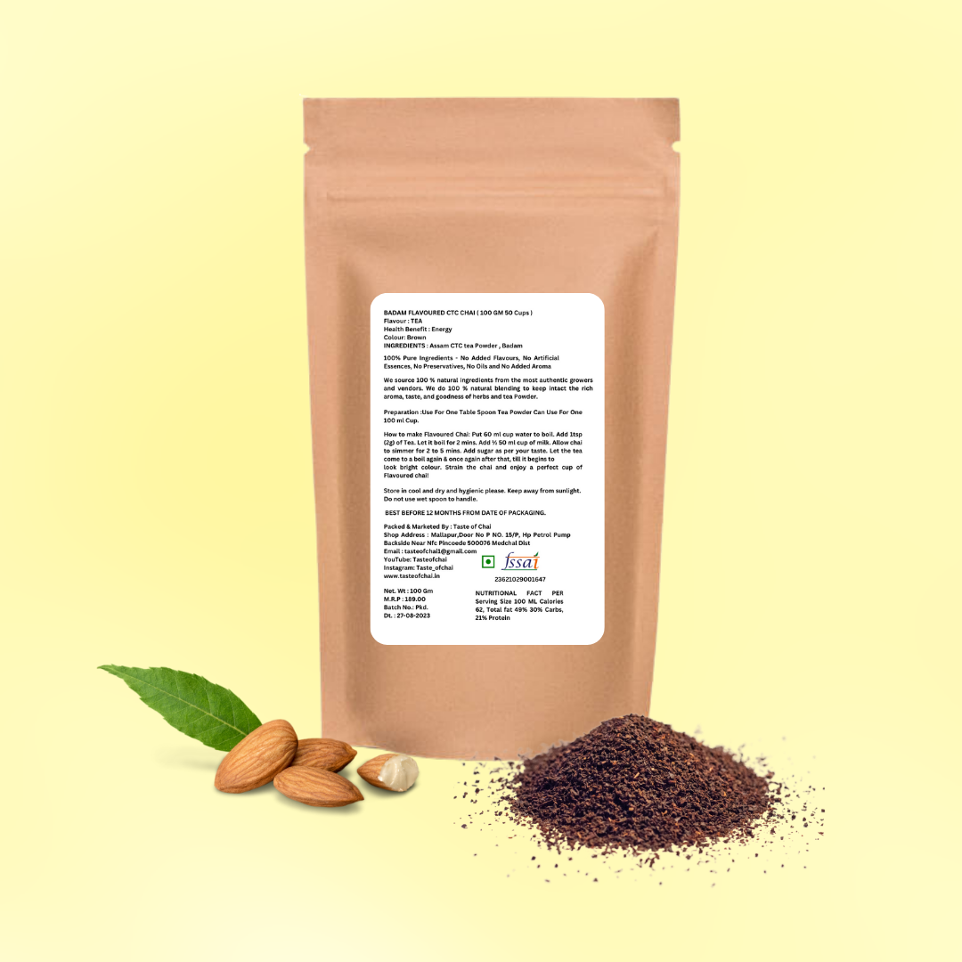 Badam Tea | Natural Almond Flavoured Chai  Tea Powder | Taste of chai