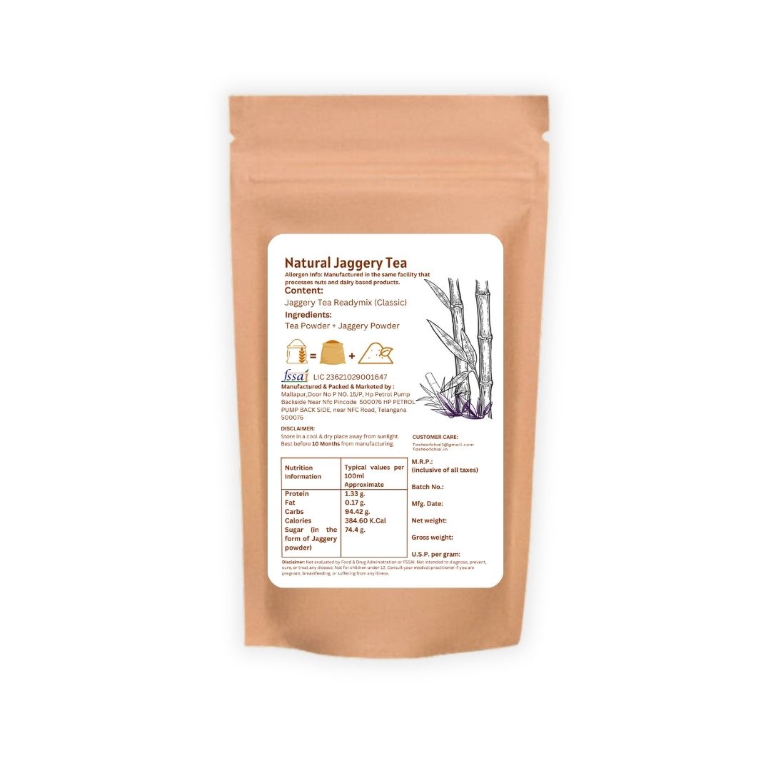 Classic Jaggery Tea Blend – Natural Sweetness & Rich Flavor | No Added Sugar | 2 in 1 Instant Tea Premix with Jaggery & Assam Tea