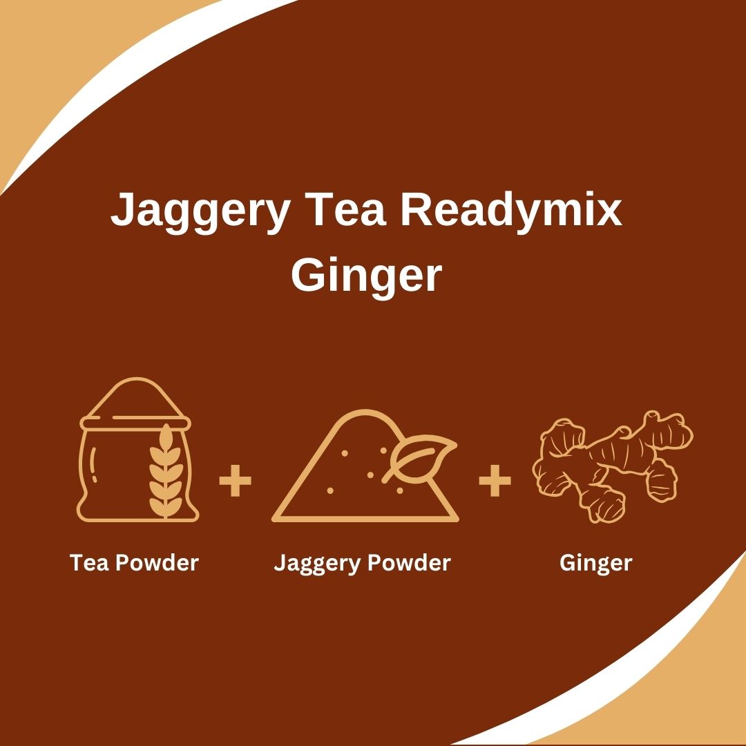 Jaggery Tea Ready mix | 3 in 1 Instant Tea Premix with Jaggery Tea With Ginger
