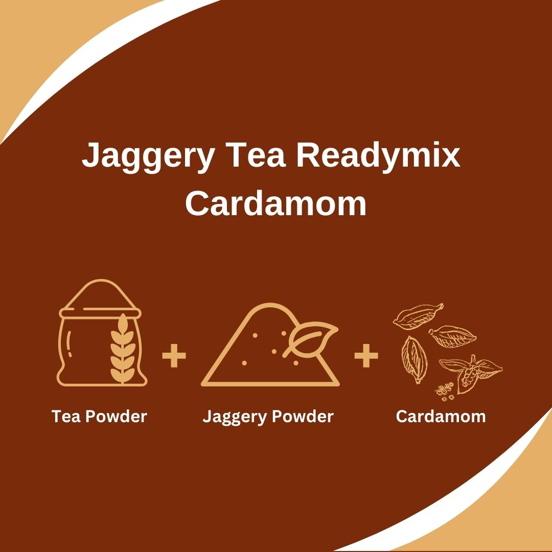 Jaggery Tea Ready mix | 3 in 1 Instant Tea Premix with Jaggery Tea With Cardamom