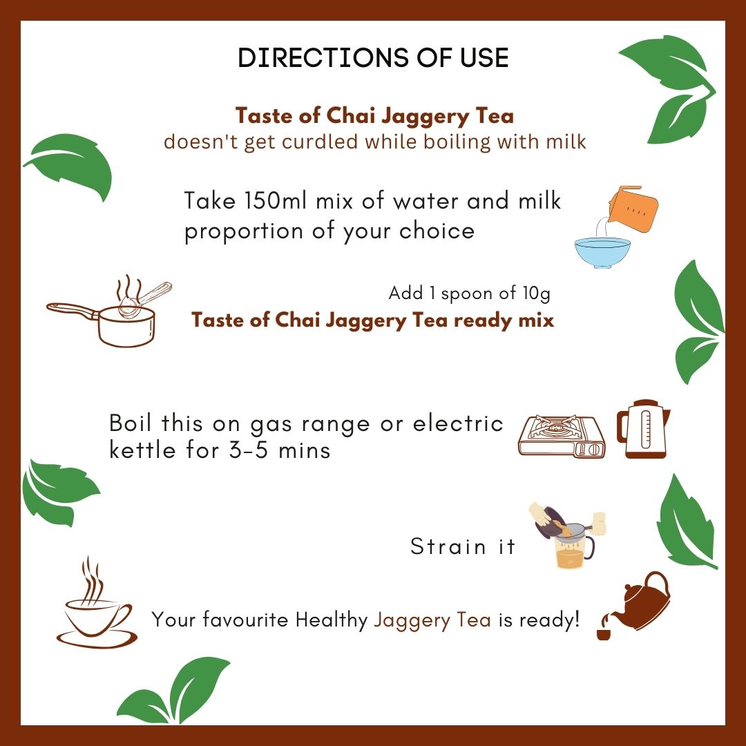 Classic Jaggery Tea Blend – Natural Sweetness & Rich Flavor | No Added Sugar | 2 in 1 Instant Tea Premix with Jaggery & Assam Tea