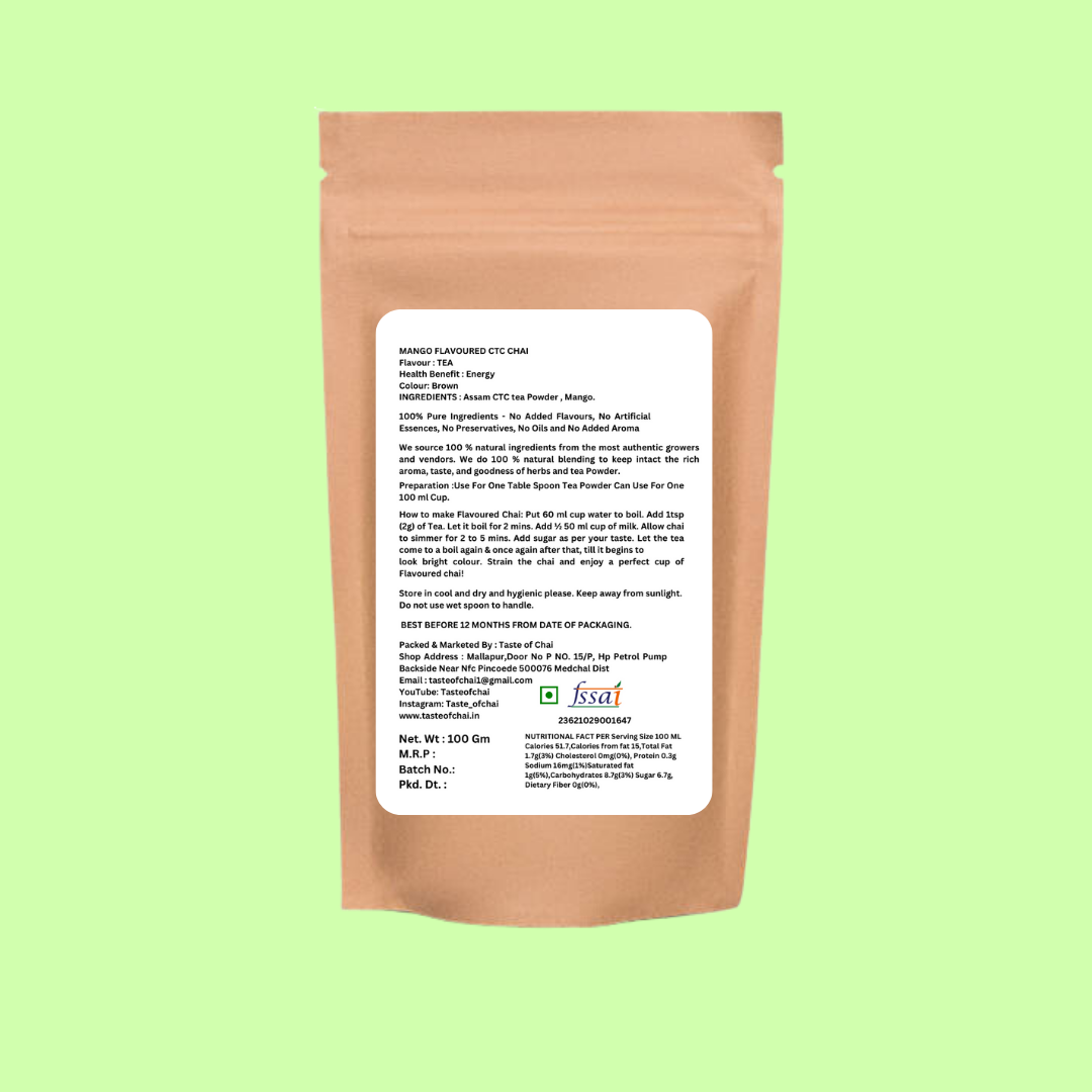 Mango Tea Powder | Natural Mango Flavor Ctc Chai | Taste of chai