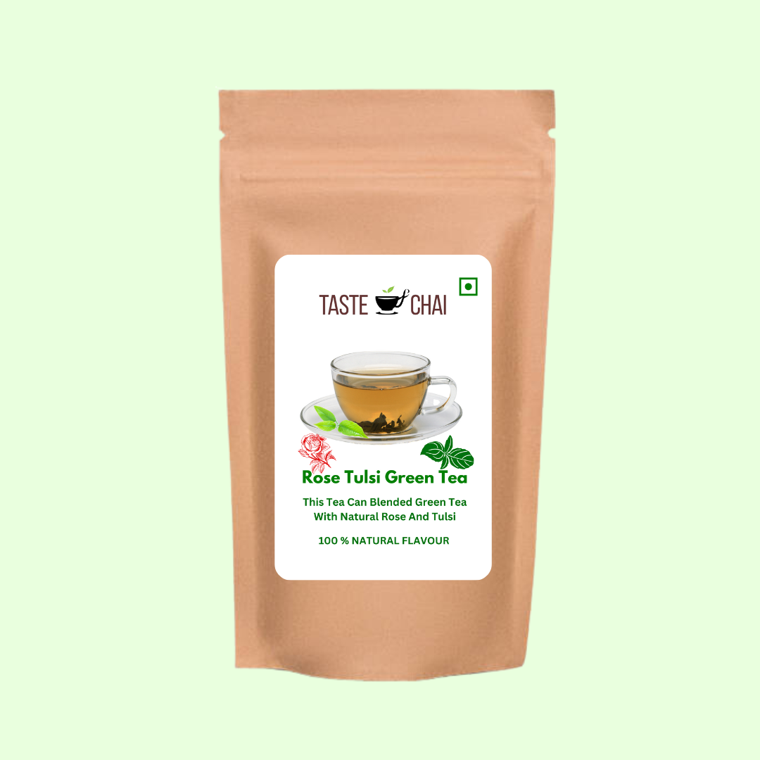Rose Tulsi Green Tea | Natural Rose Flavor Green Tea 30 Tea Bags | Taste of chai