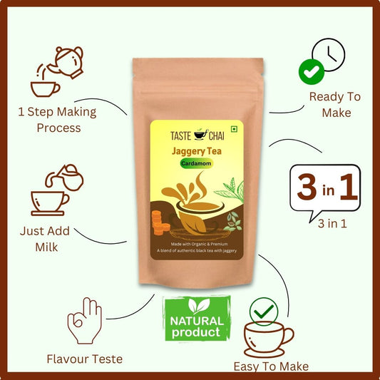 Jaggery Tea Ready mix | 3 in 1 Instant Tea Premix with Jaggery Tea With Cardamom