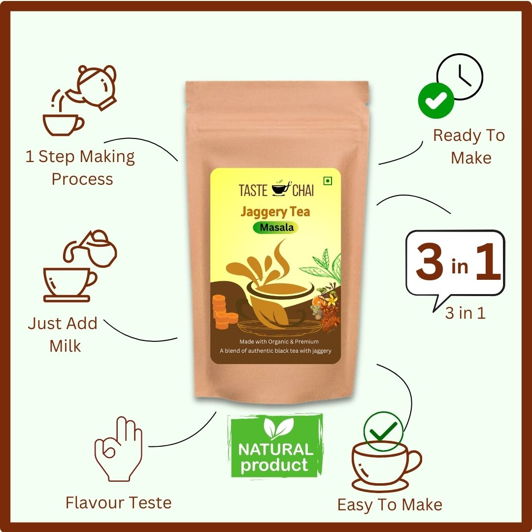 Jaggery Tea Ready mix | 3 in 1 Instant Tea Premix with Jaggery Tea With Masala